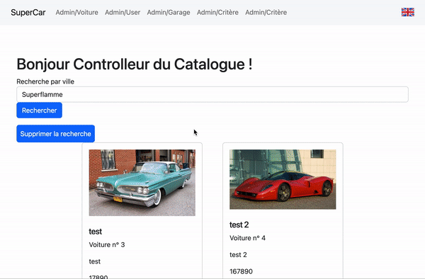 Visuel d'un site web fait sur symfony avec gestion de base de donnée